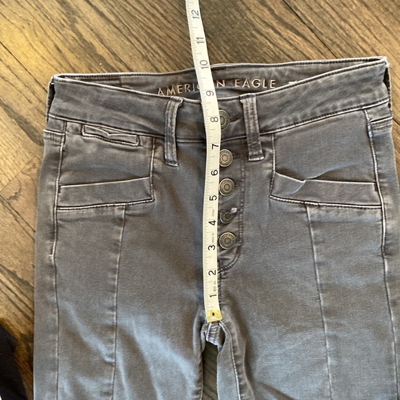 American Eagle Gray Button Fly Hi Rise Jeggings Jeans 2 EUC - Picture 3 of 9